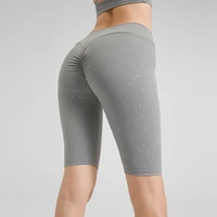 women yoga pant knee length boosty scrunch high rise tummy control gym legging shine dot design naked feel fabric soft stretchy