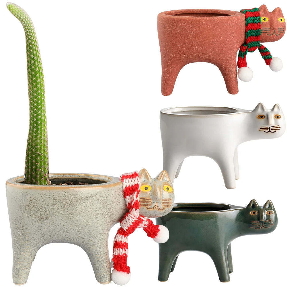 

Cartoon Cat Shape Ceramic Succulent Plant Pot Ornaments Ornaments Flower Pot Container Flowerpot Green Garden Home Decoration
