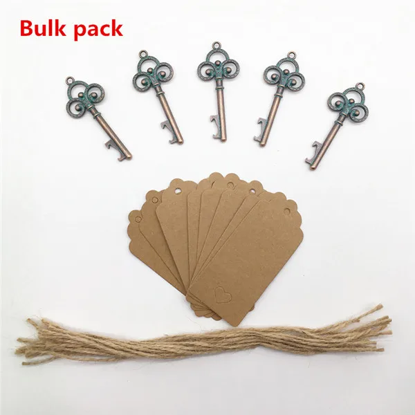 Rust-Copper-Kraft 50 шт. DIY Свадебные сувениры Винтаж Клевер ключ открывалка для бутылок с бирками Свадебные сувениры возврат подарок для гостей вечерние аксессуары - Цвет: Rust-Copper-Kraft