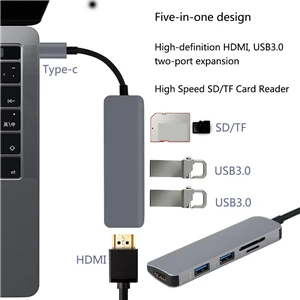 As show USB C концентратор USB-C-3,0 концентратор HDMI VGA Thunderbolt 3 адаптер для MacBook samsung Galaxy S9/S8 huawei P20 Pro type C usb-хаб 3 типа - Color: As show