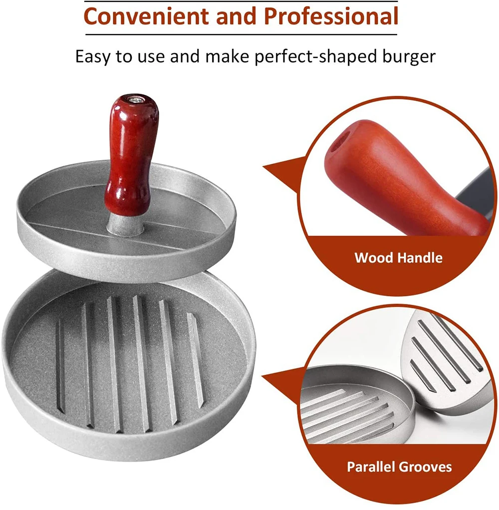 Пресс для бургеров с 100 листами Восковая бумага алюминиевая антипригарная форма