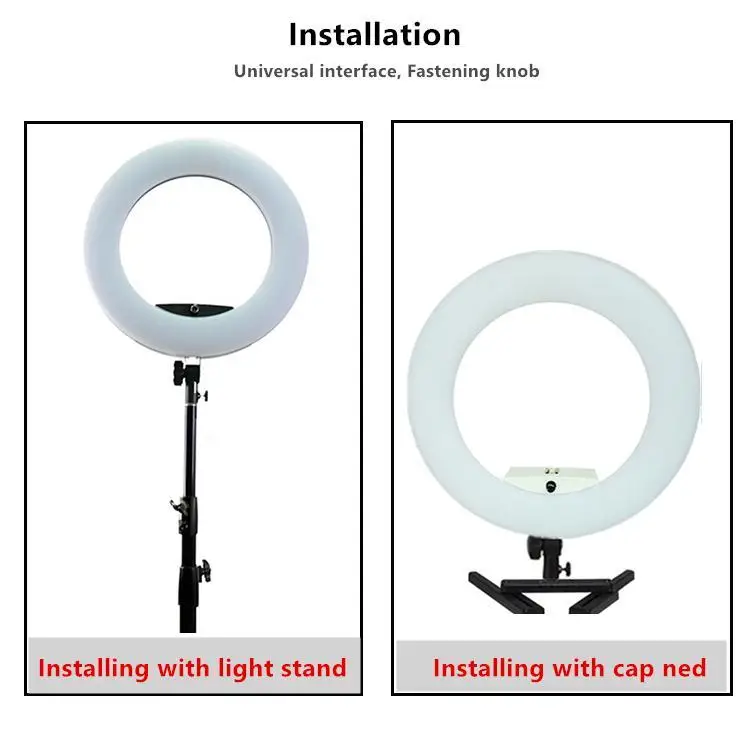 

Yidoblo White FE-480II Photo Studio Macro Ring Light RC LED Video Light Lamp LCD Screen Display Photographic Lighting 96W 5500K