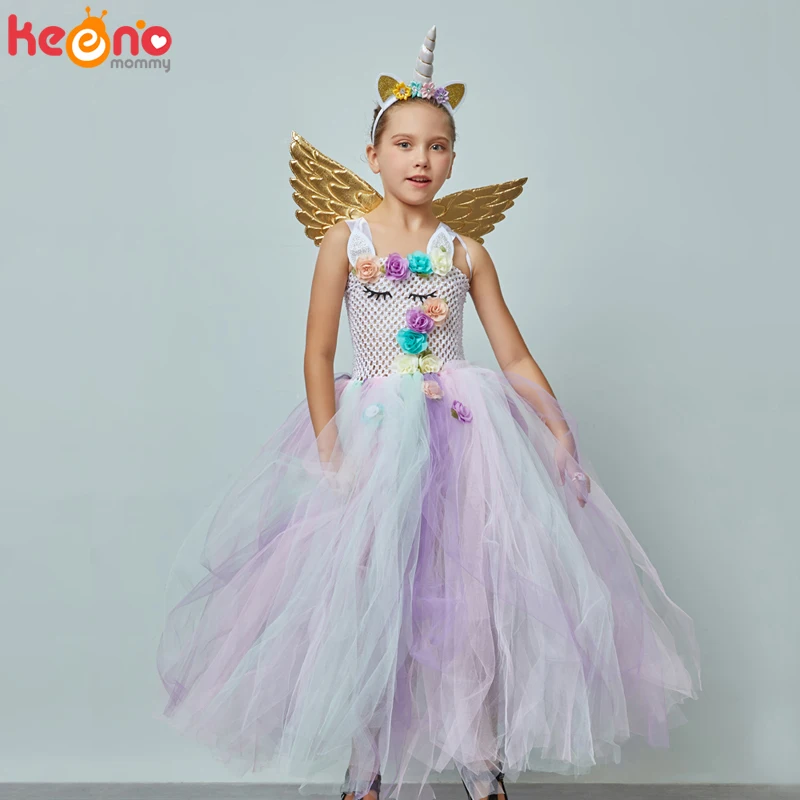 Пастельное платье-пачка с единорогом для девочек детское праздвечерние чное