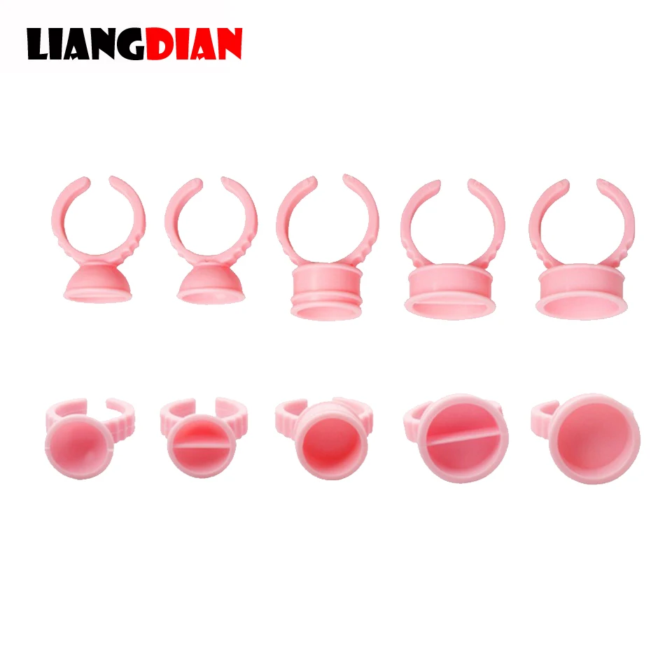 500pcs/lot Disposable Soft Elastic Pink Tattoo Pigment Ink Ring Cup Container Holder For Permanent Makeup Tattoo Accessories