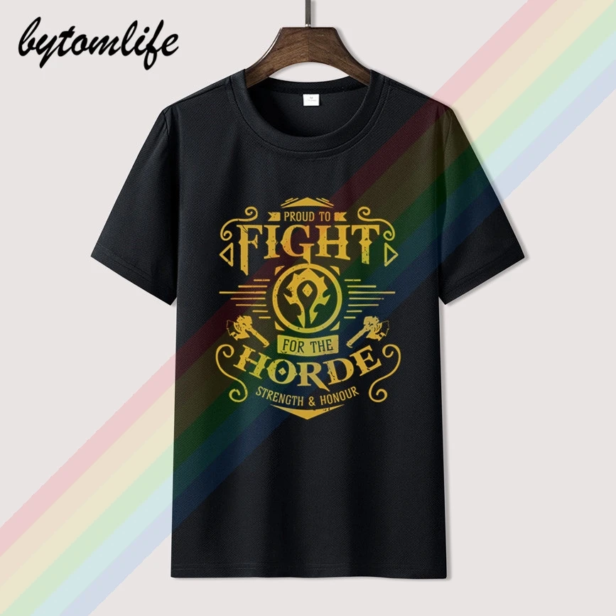 Новинка футболка с надписью Wow thud To Fight For The Horde World Of Warcraft мужская и женская из 100% хлопка короткими рукавами