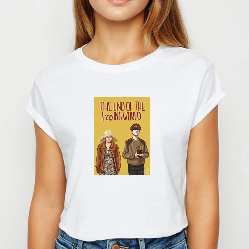 Футболка Конец света для молодых девушек футболка большого размера на весну и