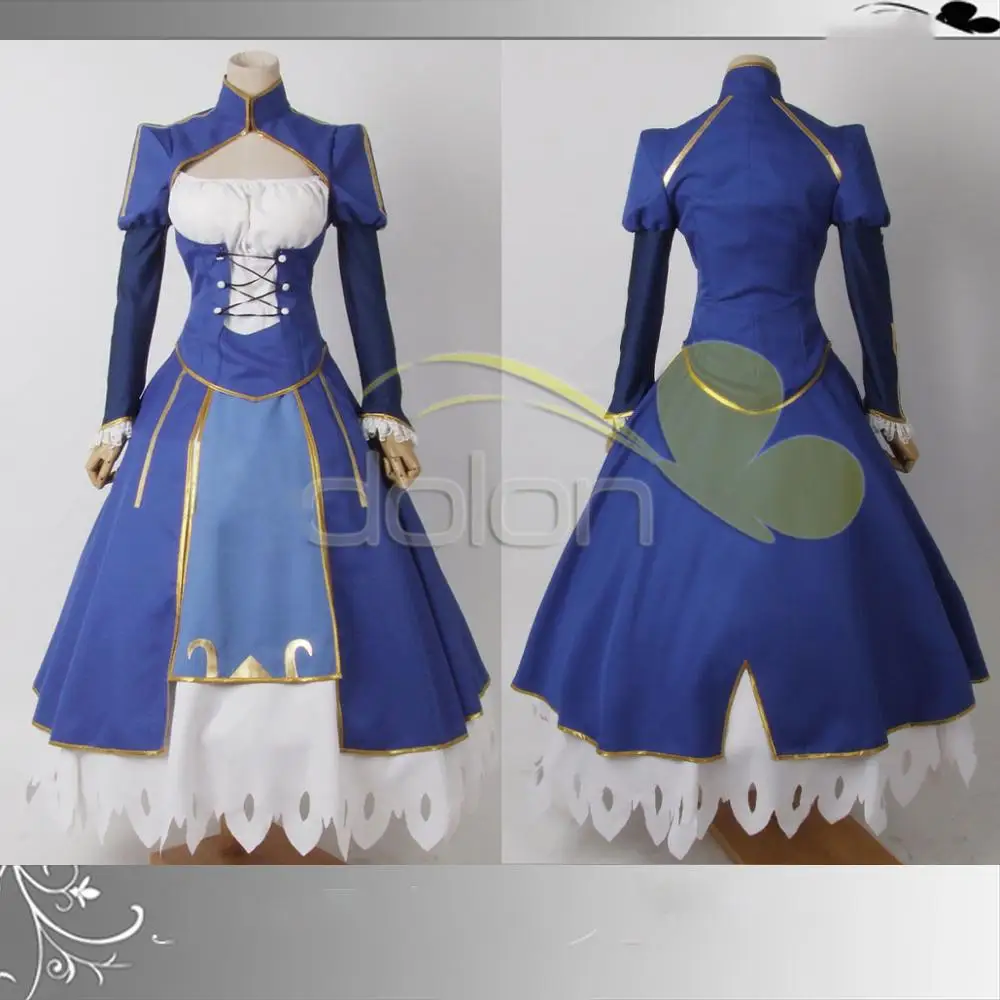 

Hot Game Fate/Stay Night Altria Pendragon Cosplay Costume The High Quality Blue Combat Dress Role Play Clothing Custom-Make Any