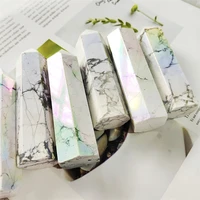 natural stones angel aura rainbow howlite wand point tower quartz crystal healing reiki gemstones home decoration