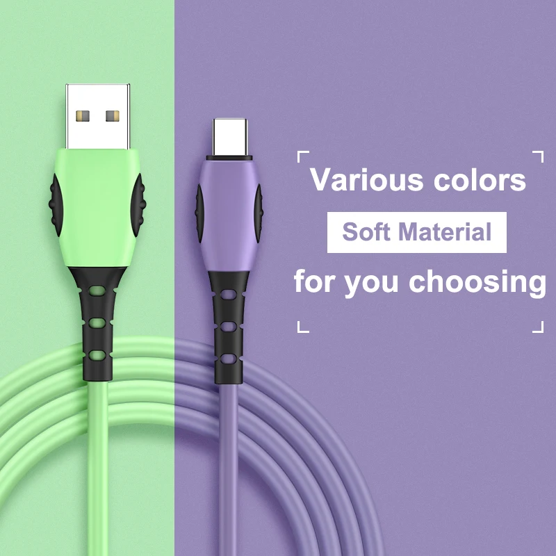 Кабель USB Type C 3A для Huawei Samsung Xiaomi микро зарядное устройство из жидкого мягкого