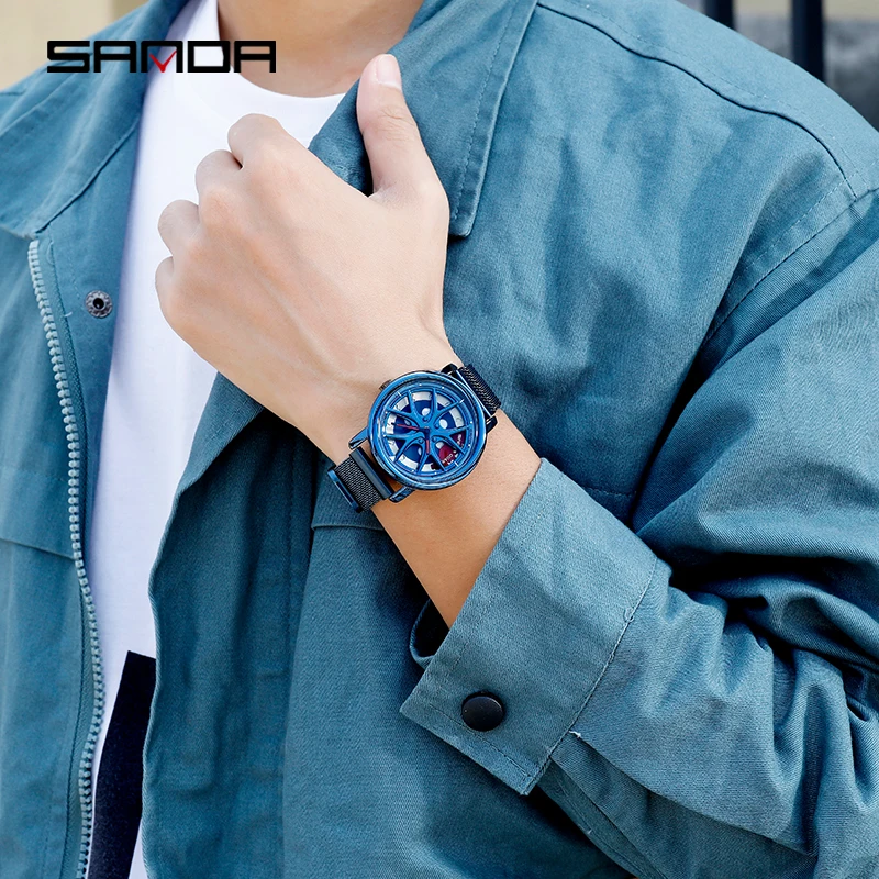 

SANDA New Top Brand Men Watches Men's Mesh Belt Waterproof Casual Quartz Date Clock Male Wrist watch relogio masculino P1025
