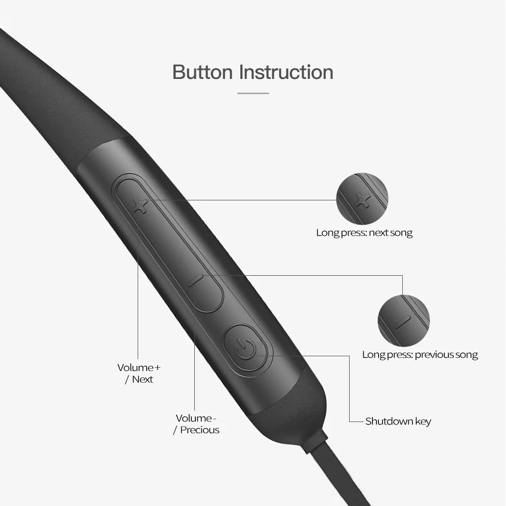 Bluetooth наушники с шейным ремешком, стерео гарнитура, беспроводные Bluetooth спортивные наушники с микрофоном для универсальных всех мобильных телефонов, водонепроницаемые
