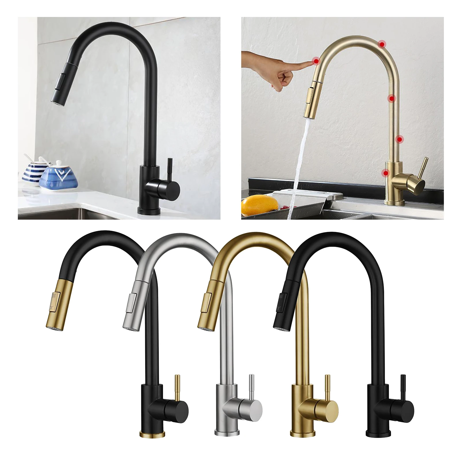 

Smart Kitchen Sink Faucets Two-Sensor Modern Design Hot and Cold Water Mixer Tap