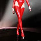 Размера плюс чулки женские из латекса и ПВХ, пикантные чулки высотой до бедра, женские гетры, пикантные колготки, кожаные чулки до колена