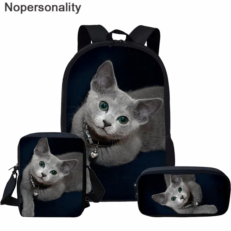 Nopersonality черная кошка печать Большая емкость школьная сумка для подростка Девочки Мальчики 3 шт./компл. Детский Школьный Рюкзак Школьная Сумка - Цвет: XD1009CEK