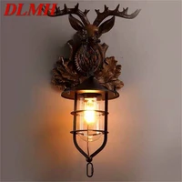 dlmh classical retro wall lights sconces deer head led lamp fixtures loft decorative for home bar