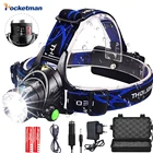 Налобные фонарики, светодиодный налобный фонарь L2T6, масштабируемый налобный фонарь, налобный фонарь на 18650 батареях для рыбалки и охоты