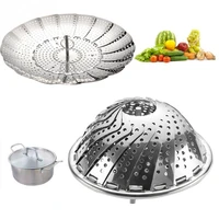 stainless steel folding dish steam food cooker steamer basket mesh vegetable cookware steamer expandable pannen kitchen tool