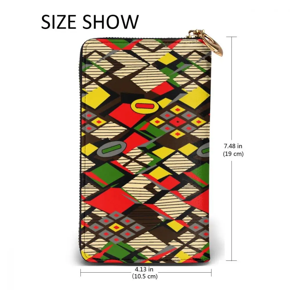 

Multicolor Vector Abstract Pattern Long Wallet with Credit Card Slots ID Holder Checkbook Organizer Zipper Coin Purse
