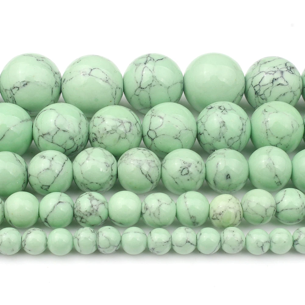 Бусины Из Натурального светло-зеленого камня Howlite бирюзовые для изготовления