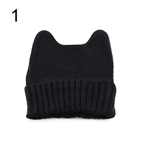 Women Girl Warm Winter Cat Ear Shape Knitted Soft Cute Hat Elastic Beanie Cap New Chic | Аксессуары для одежды