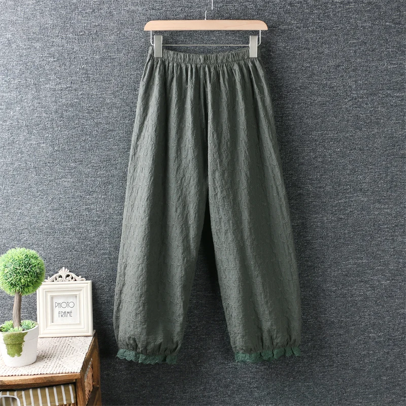 Брюки женские с цветочной вышивкой мягкие свободные штаны широкими штанинами в