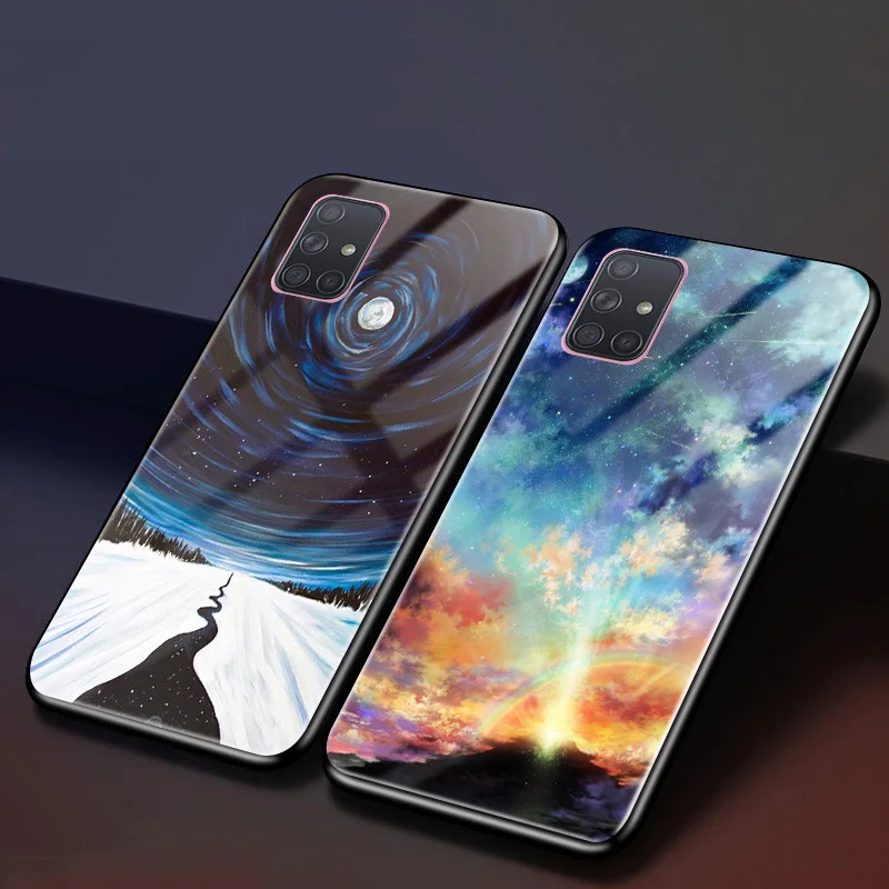 Чехол для Samsung Galaxy A51 чехол накладка с принтом из закаленного стекла A71 SM A515F A717F A 51