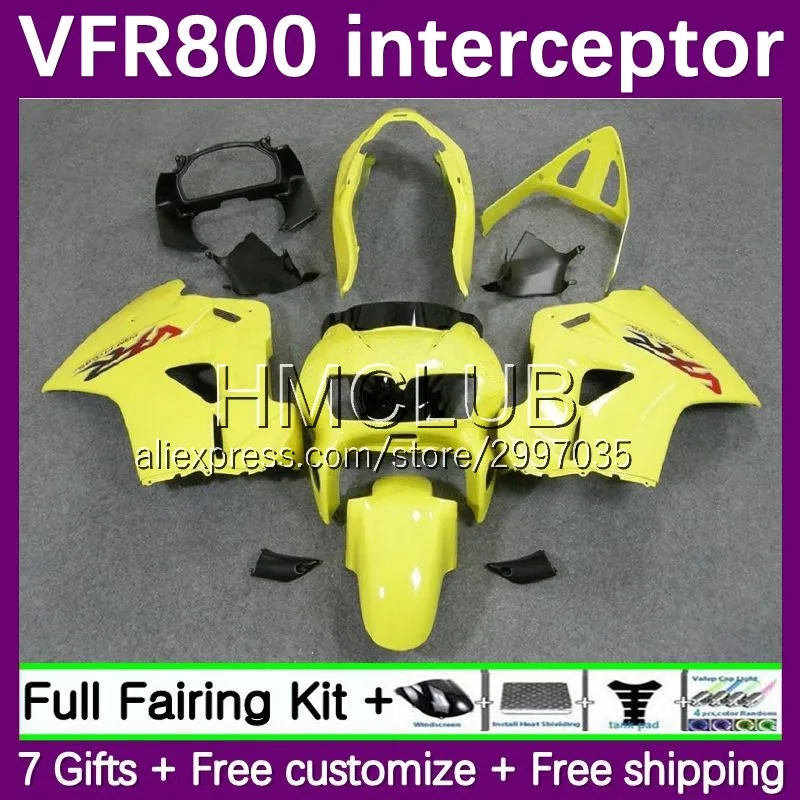 

Body For HONDA VFR 800RR 800 RR CC Interceptor 42No.16 VFR800 RR 1998 1999 2000 2001 VFR800RR 98 99 00 01 Fairings glossy yellow