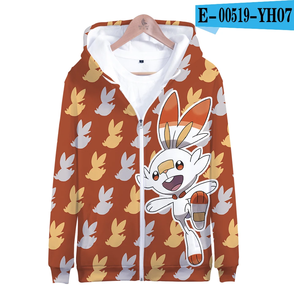 color1 Pokemon Sword and Shield 3D толстовки на молнии для мужчин и женщин унисекс толстовки с капюшоном спортивный костюм на молнии хип-хоп одежда на молнии - Цвет: color1