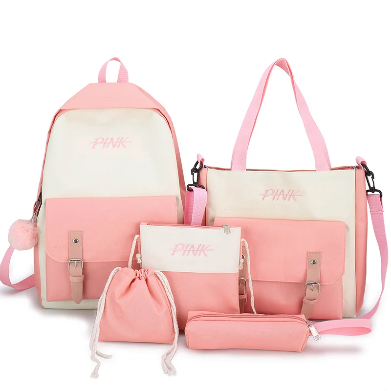 

5set School Bags for Teenage Girls Kids Children Student Backpack Travel Teen Shoulder Bag Child Schoolbag New Women backpack #1