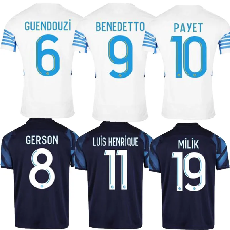 

21 22 Marseilles Jerseys Maillot De Foot THAUVIN BENEDETTO KAMARA PAYET Maillot De Foot OM Football Shirts.