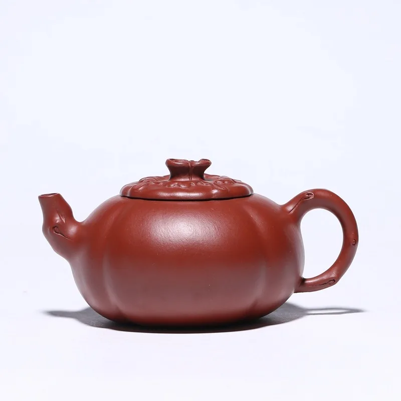 Yixing Famous Full Manual Dark-red Enameled Pottery Teapot Raw Ore Bright Red Robes And Persimmon Competitive Products Flower | Дом и сад