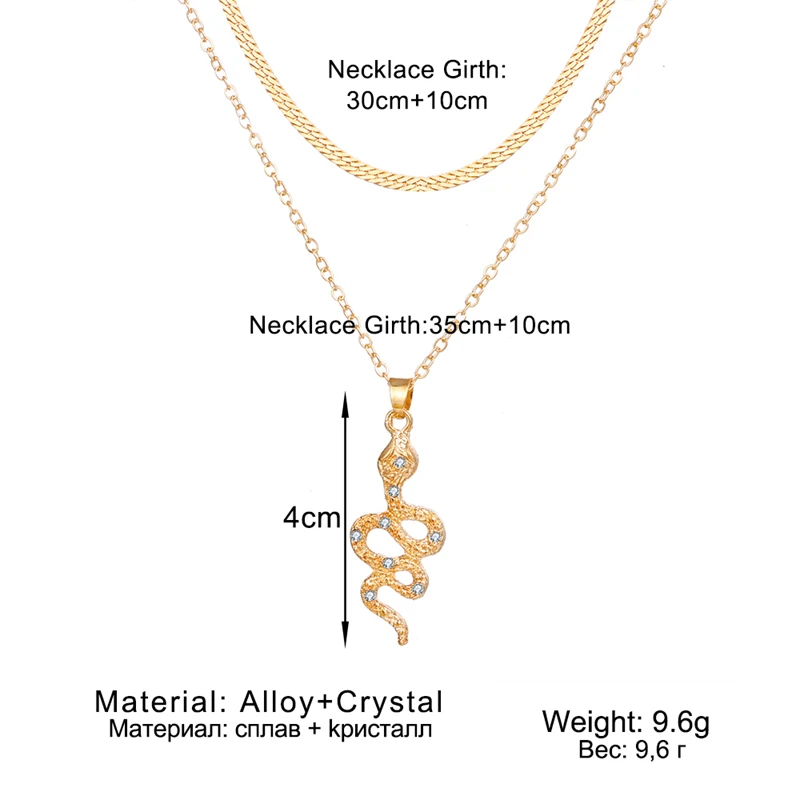 

Fashion Gold Snake Multilayer Chain Necklace For Women Crystal Pendant Thick Chain Choker Necklaces Trendy 2021 Jewelry
