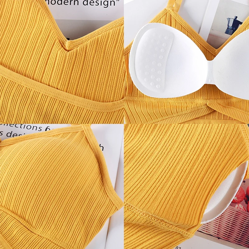 

Women Tank Tops Female Active Bras Sexy Lingerie Cotton Padded Tube Tops Summer Knitted Bras