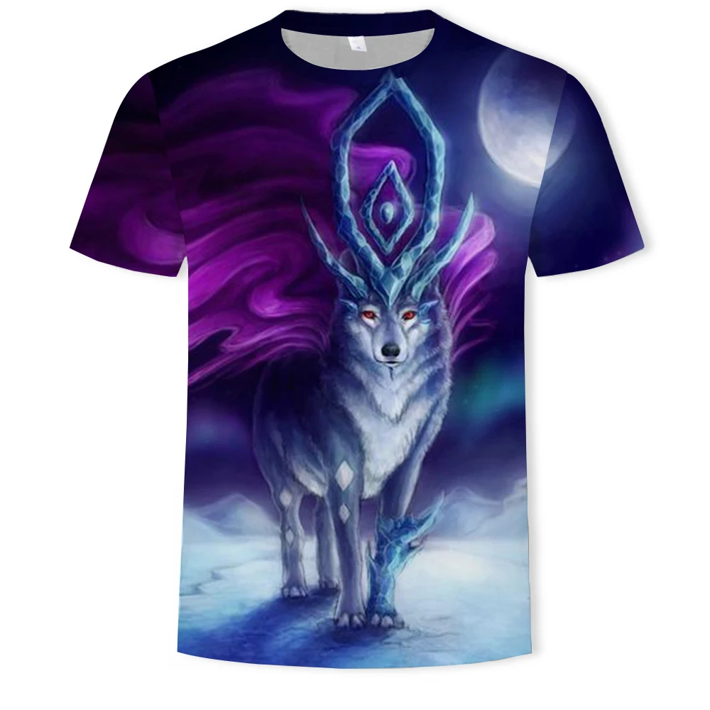 

Hip-hop style 3D printing short-sleeved men's outdoor leisure animal lion tiger painted large size personality O-neck T-shirt