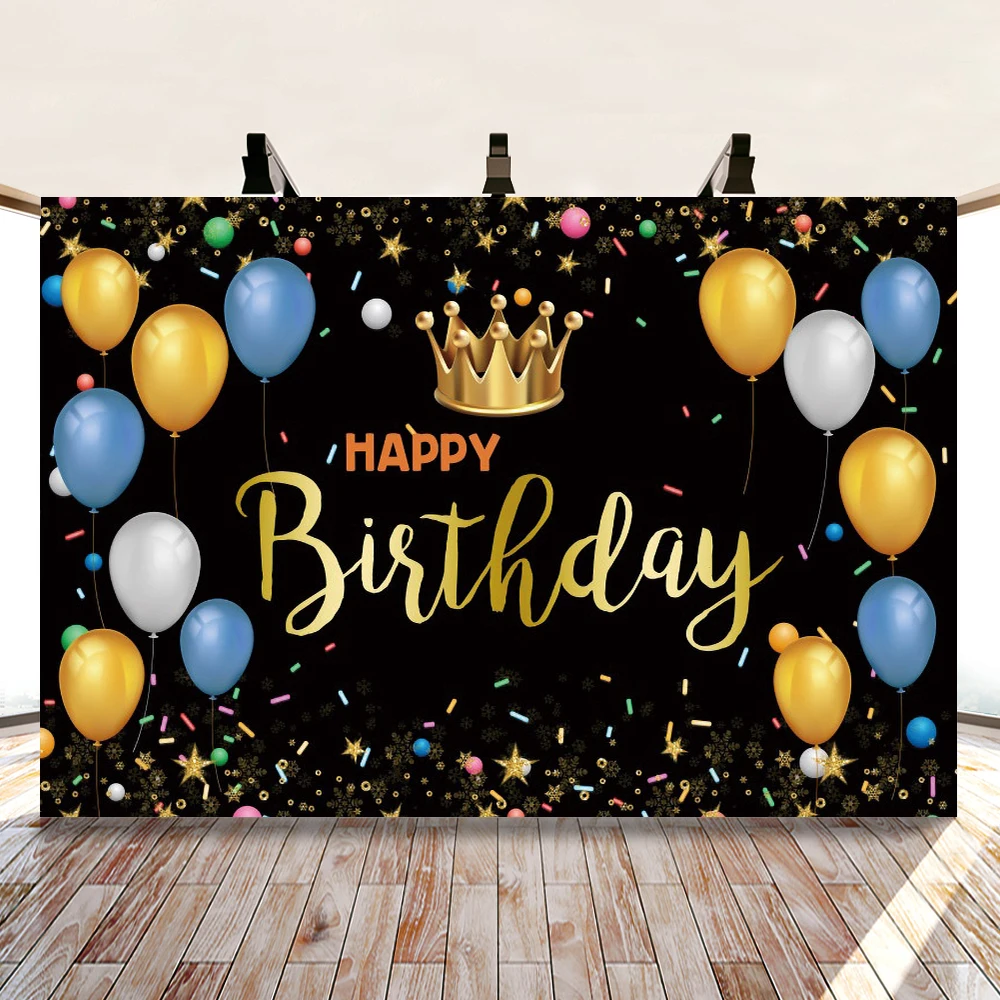 

Yeele Birthday Party Ballon Star Glitters Crown Baby Photography Backdrop Photographic Decoration Backgrounds For Photo Studio