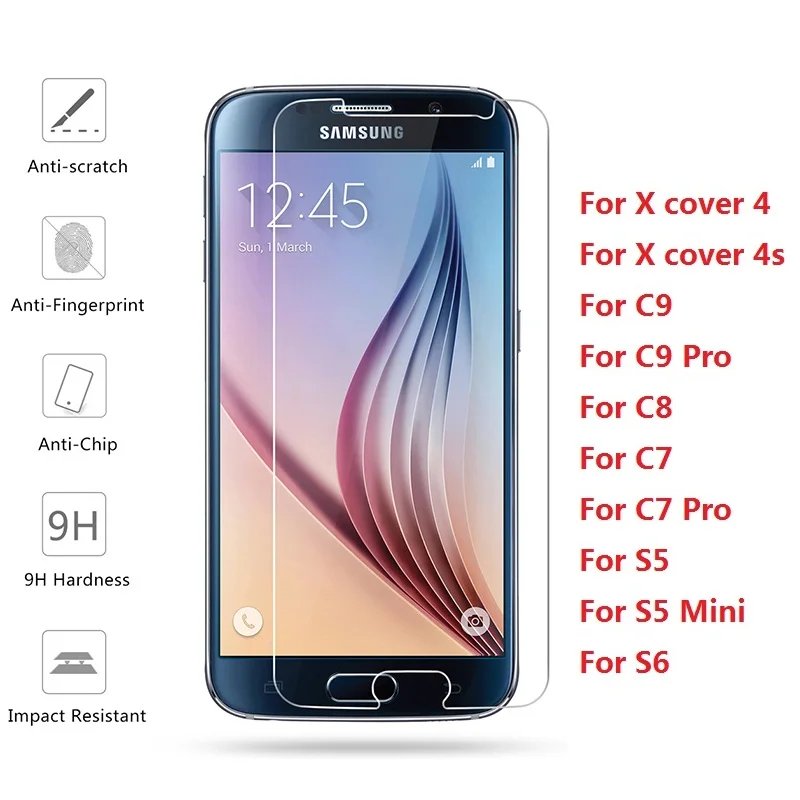 Защитное стекло 9H для Samsung Galaxy X Cover 4 4s C8 C7 C9 Pro защита экрана закаленное S6 S5 Mini