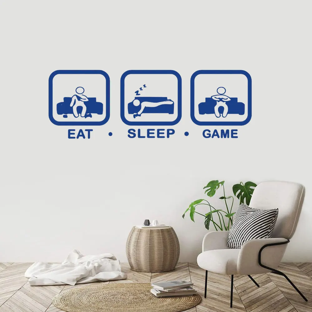 Eat Sleep настенный игровой стикер джойстик наклейки на стены искусства декора стен
