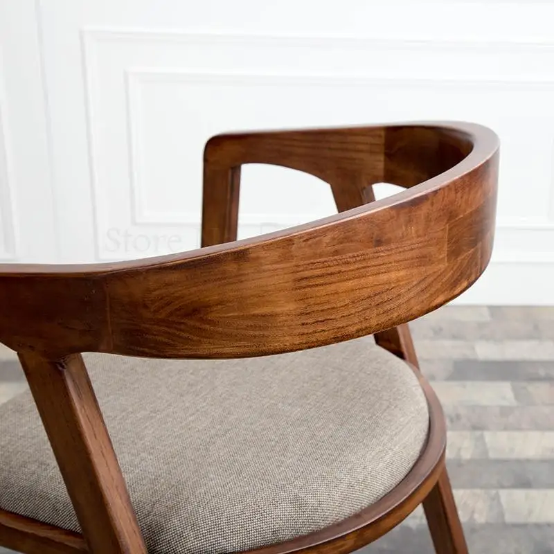 Простой обеденный стул из цельного дерева круглый компьютерный для отдыха кафе