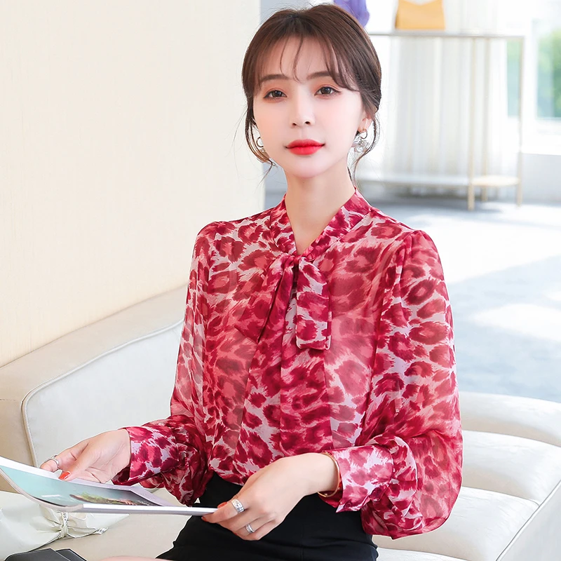 2021 Brand New Women Fashion Blouse Bowtie Collar Batwing Sleeve Loose Chiffon Shirt Plus Size Tops Blusa S-XXL | Женская одежда
