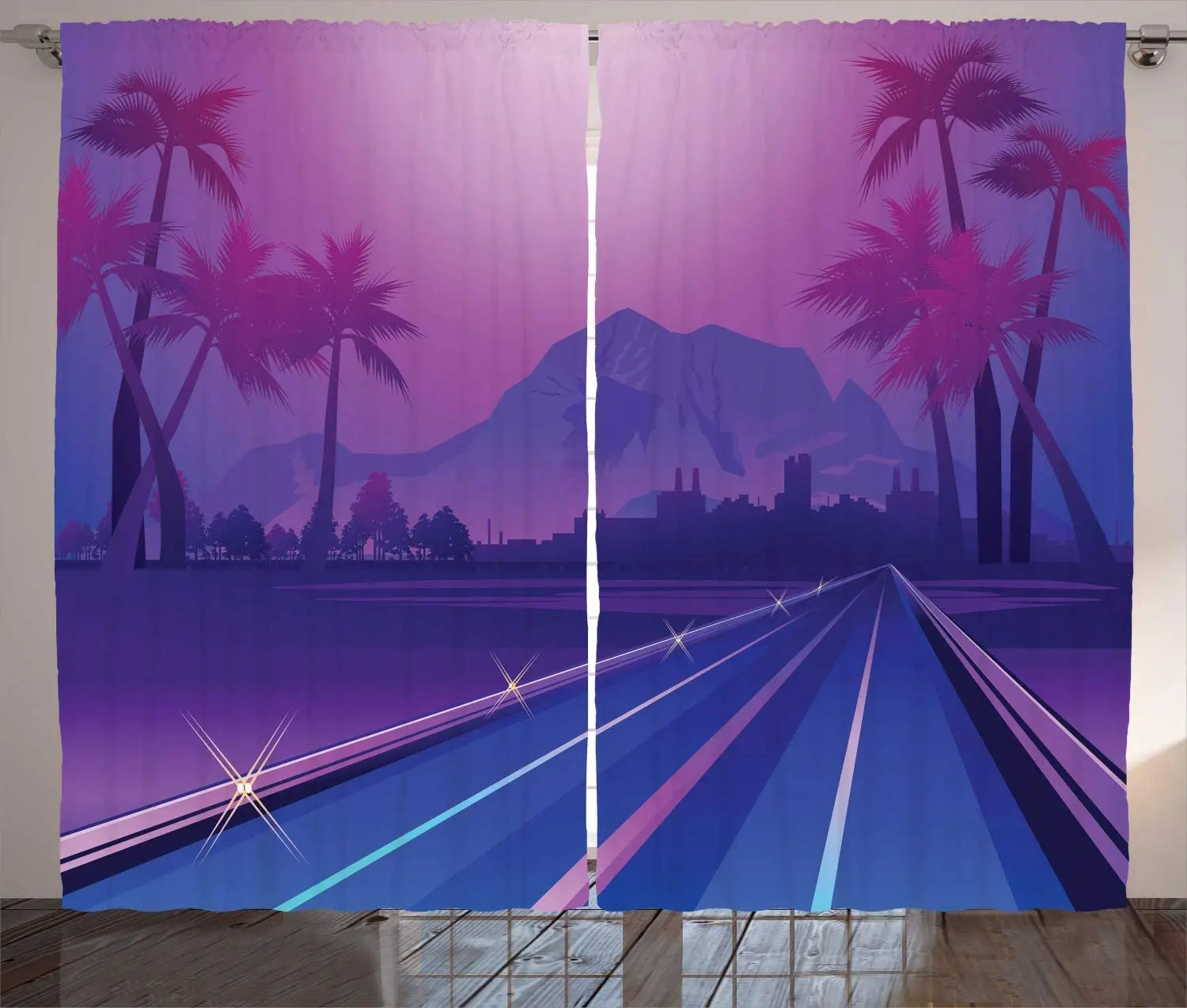 Фуксия фиолетово-синие тропические шторы экзотический Рай Длинные пальмовые