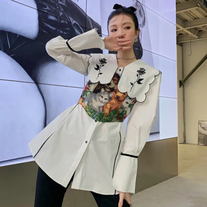 Женская винтажная рубашка с длинным рукавом большие размеры