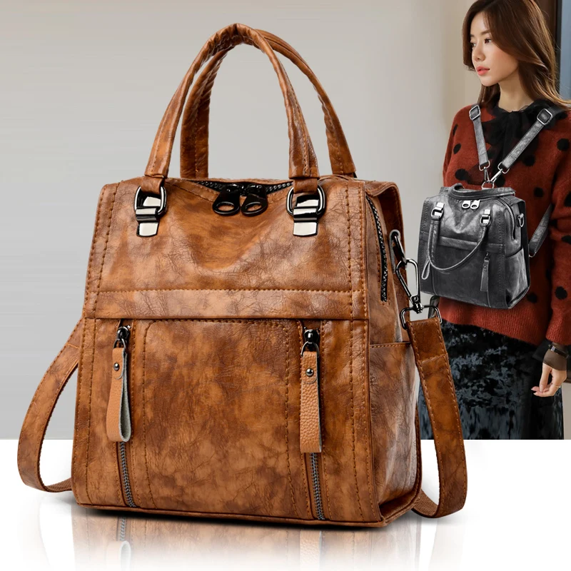 

New Fashion Backpack Genuine Leather Backpack Women High Quality Shoulder Bags Vintage School Bag for Teenage Girls Travel Bags