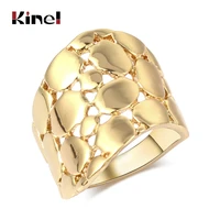 kinel fashion wide gold finger cocktail ring geometric heavy metal size 6 7 8 9 punk rings for women vintage jewelry drop shippi