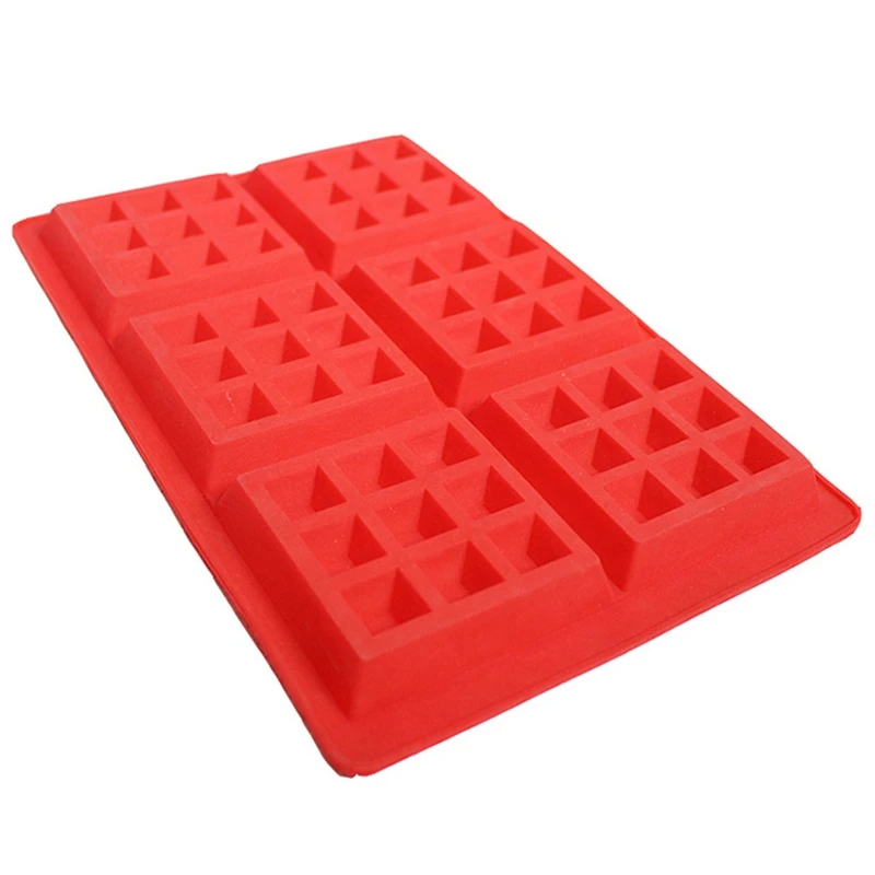 

justdolife 1pc Silicone Waffle Mold Reusable 6-Cavity DIY Baking Tray Mold Waffle Baking Mould Baking Tools Random Color