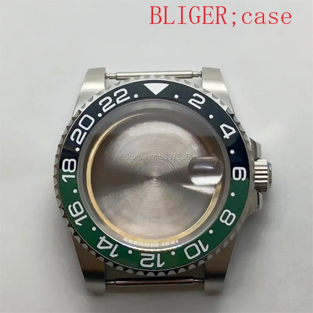 40mm High Quality Case Sapphire Glass Rotating Black Green Bezel Fits NH35 NH36 PT5000 ETA2824 2836 DG 3804 Miyota8215 Movement