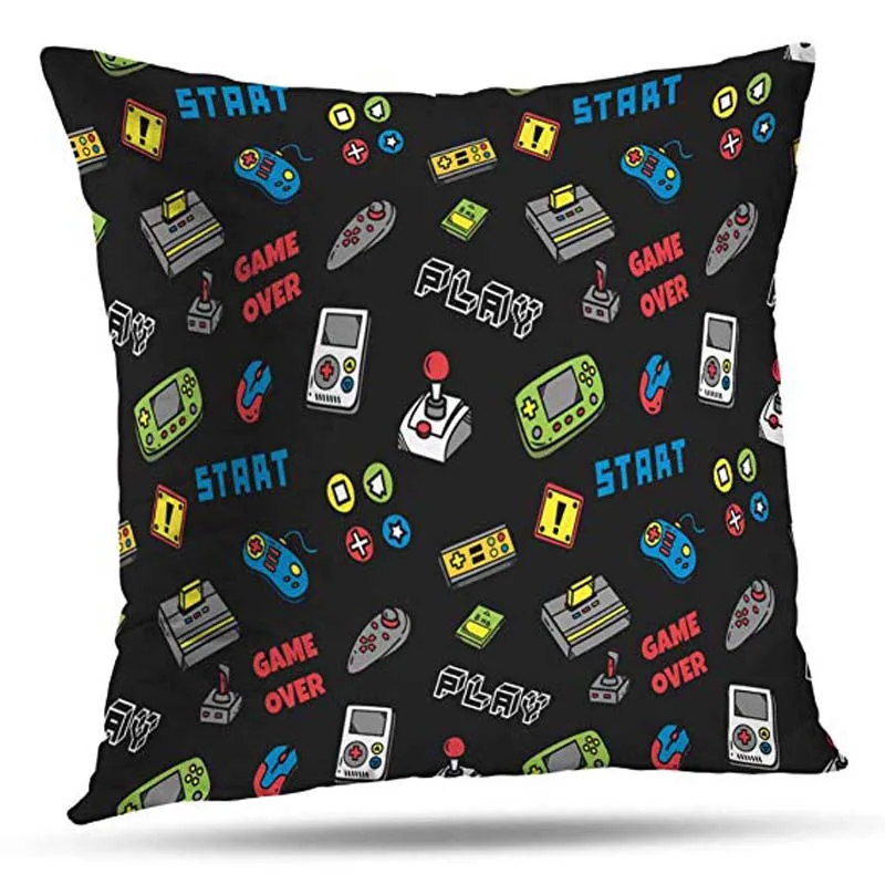 Наволочки на диванные подушки с двусторонним рисунком и контроллером видеоигр