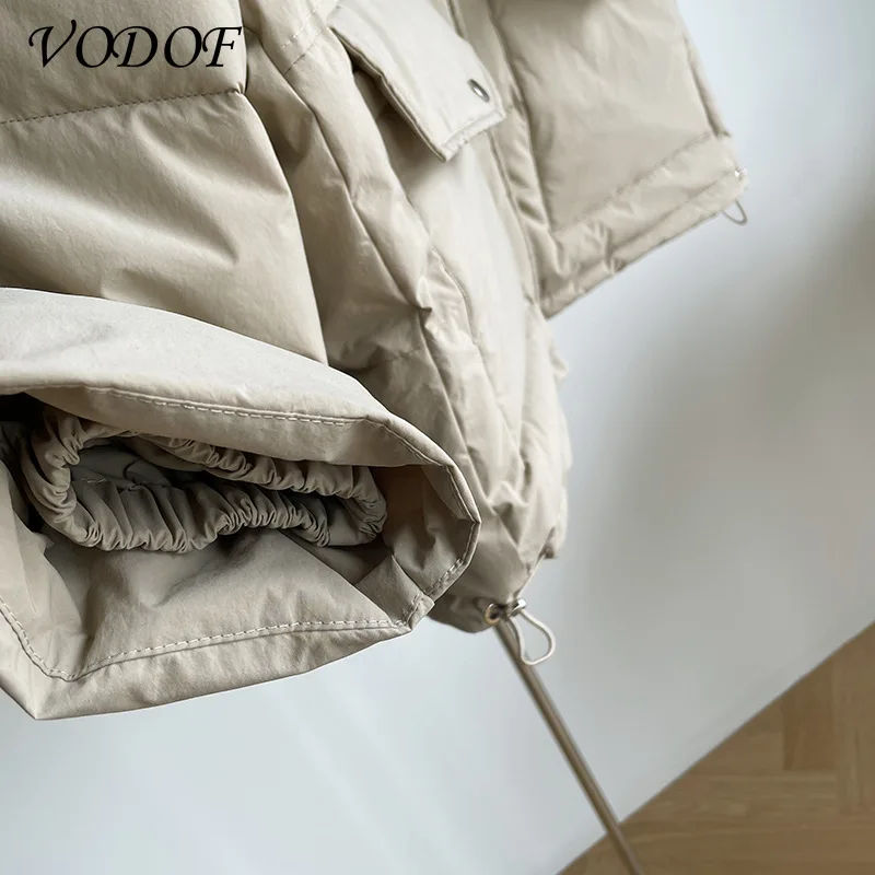 VODOF 2021 New Winter Jacket Parkas Women Cotton Jacket Hooded Parka Warm Female Cotton Padded Jacket Casual Outwear