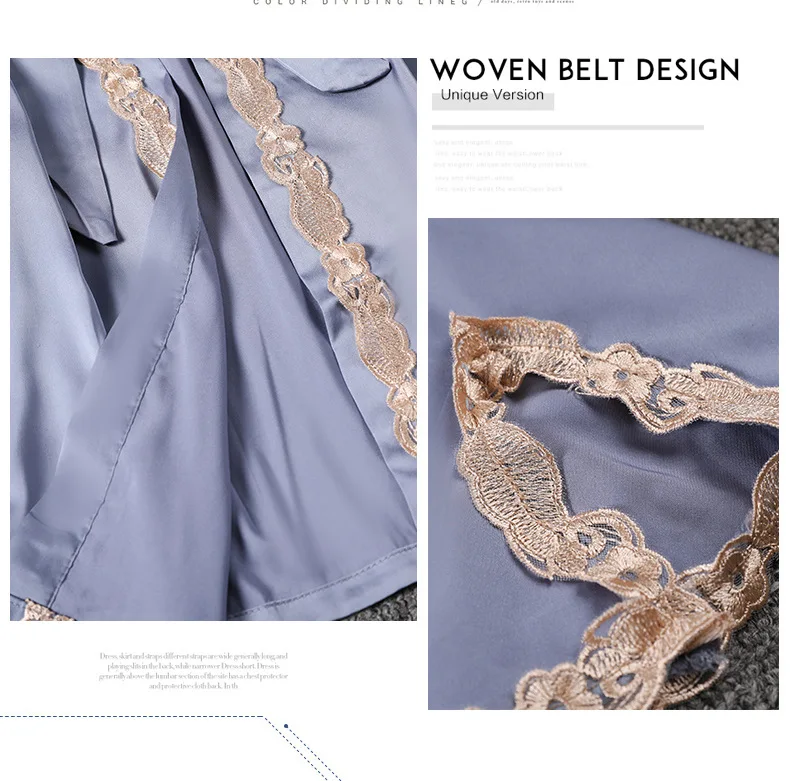 

Burgundy Pajamas Set 5PCS Sleepwear Women Thin Faux Silk Satin Kimono Bathrobe Gown Loose Casual Nightwear Sexy Lace Home Suit