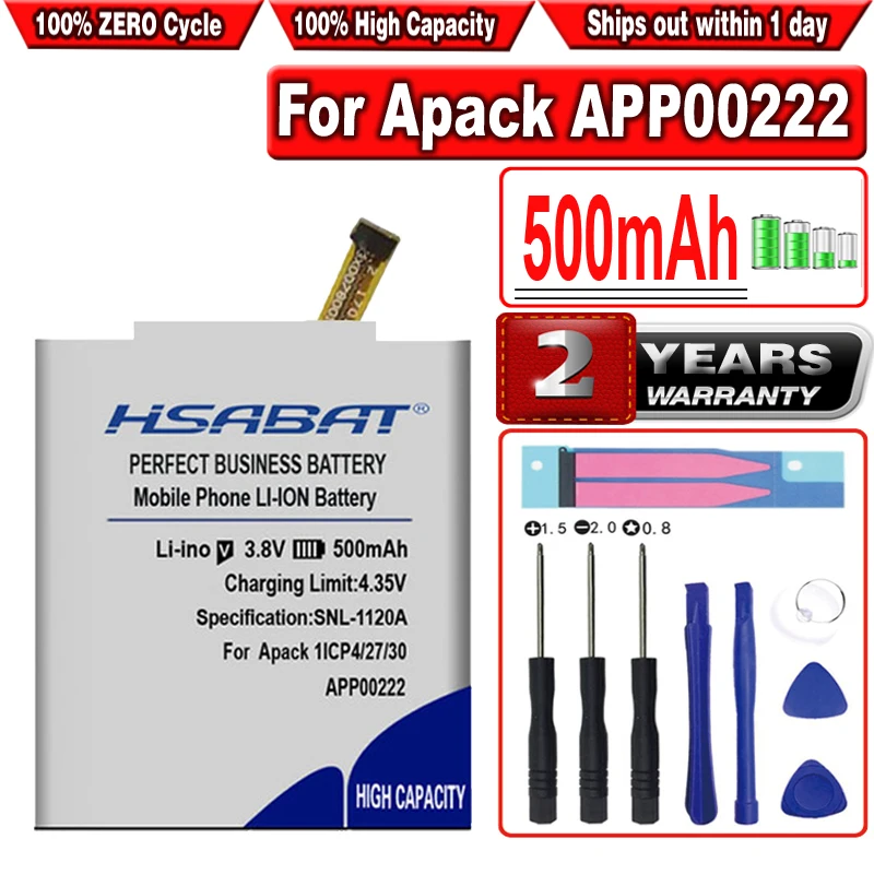 

Аккумулятор HSABAT 500 мАч APP00222 для Apack 1ICP4/27/30
