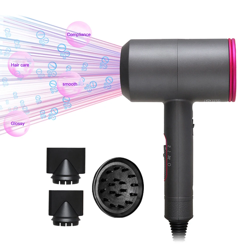 Профессиональный фен для волос 2000 Вт с отрицательным ионным воздухом щетка